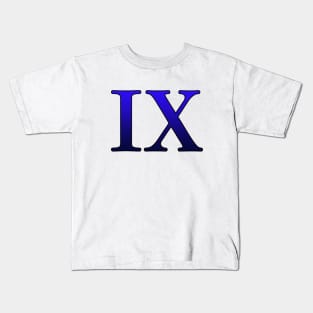 Blue Roman Numeral 9 IX Kids T-Shirt